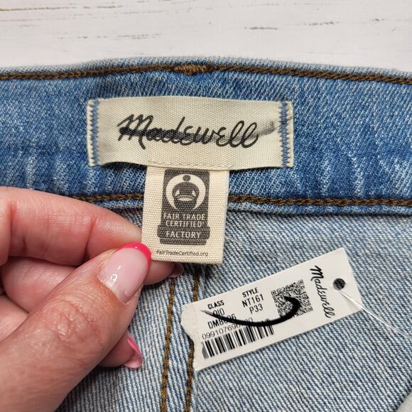 Madewell Petite Perfect Vintage Wide Leg Crop Raw Hem Jeans Hallstead Wash 33P - Picture 10 of 12